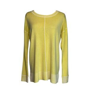 Pure Amici yellow white trim cashmere long sleeves sweater size XS